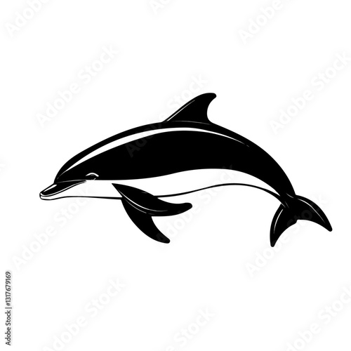 2D flat vector illustration Dolphin icon isolated on a white background.

