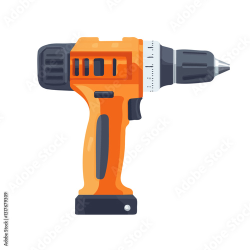2D flat vector illustration Drill icon isolated on a white background.

