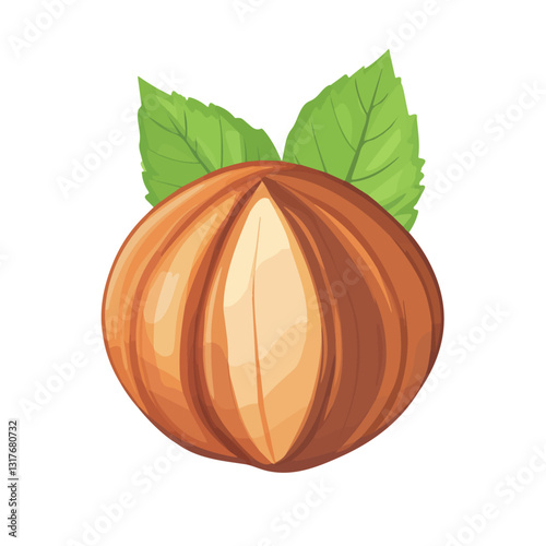 2D flat vector illustration Hazelnut icon isolated on a white background.

