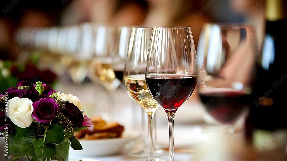 Tasting event with wine glasses on a table Tasting event with wine glasses on a table