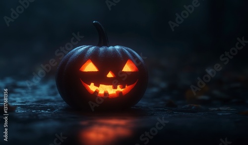 Wallpaper Mural Glowing Jack O Lantern Smiling on Dark Surface for Halloween Torontodigital.ca