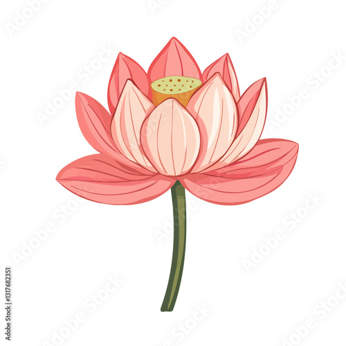 2D flat vector illustration Lotus Flower icon isolated on a white background.

