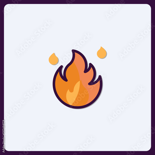 Stylized orange flame symbol with yellow accents in isolated design