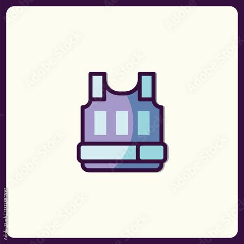 Bulletproof vest icon illustration, symbol of protection and safety apparel