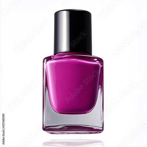 Pink nail polish bottle isolated on white background
