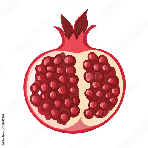 2D flat vector illustration Pomegranate icon isolated on a white background.


