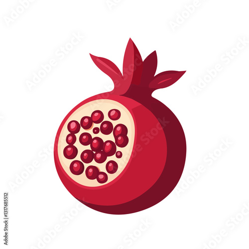 2D flat vector illustration Pomegranate icon isolated on a white background.

