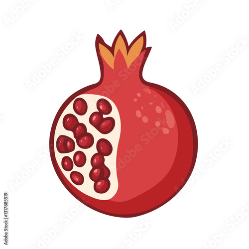 2D flat vector illustration Pomegranate icon isolated on a white background.

