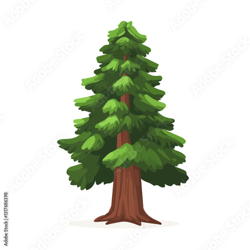 2D flat vector illustration Redwood Tree icon isolated on a white background.


