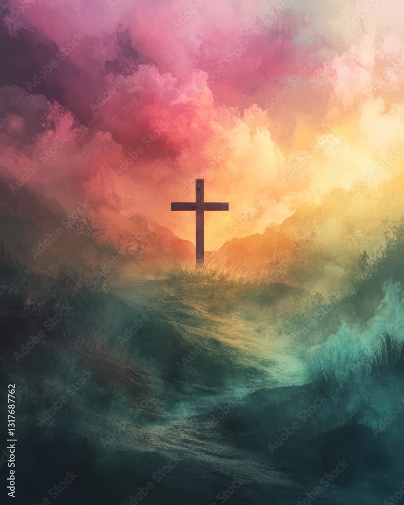 He Is Risen – Watercolor Pastel Concept with Soft and Serene Aesthetic He Is Risen – Watercolor Pastel Concept with Soft and Serene Aesthetic