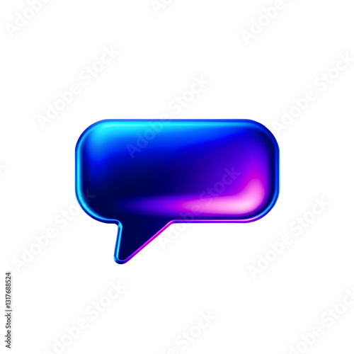 chat bubble icon, glowing blue and purple, Isolated on a transparent PNG background
