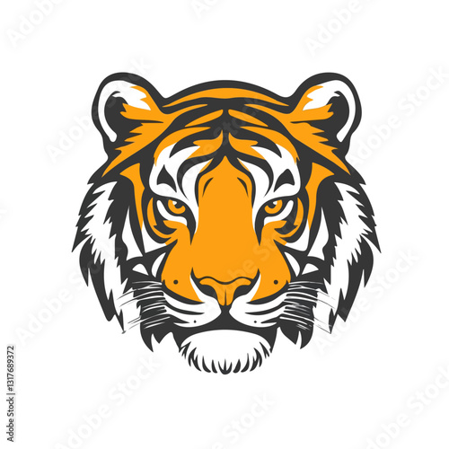 2D flat vector illustration Tiger icon isolated on a white background.

