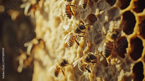 Abejas trabajando en panal

