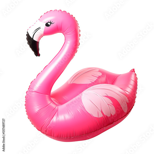 flamenco inflable rosa sobre fondo transparente