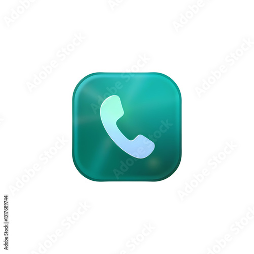 green phone icon button, Isolated on a transparent PNG background