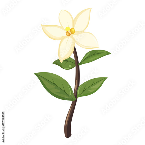 2D flat vector illustration Vanilla Plant icon isolated on a white background.

