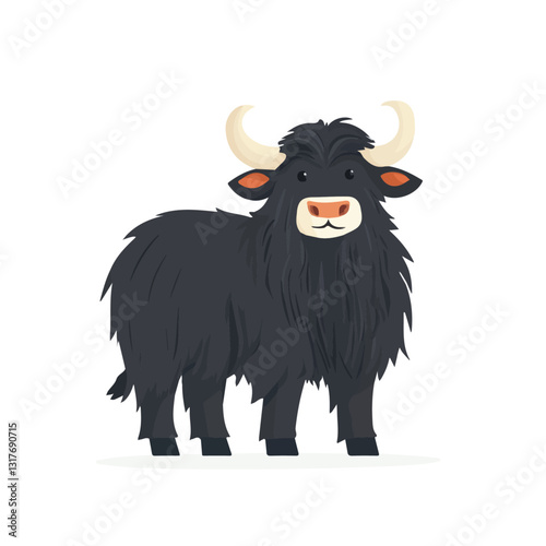 2D flat vector illustration Yak icon isolated on a white background.

