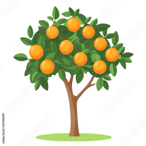 2D flat vector illustration Orange Tree icon isolated on a white background.

