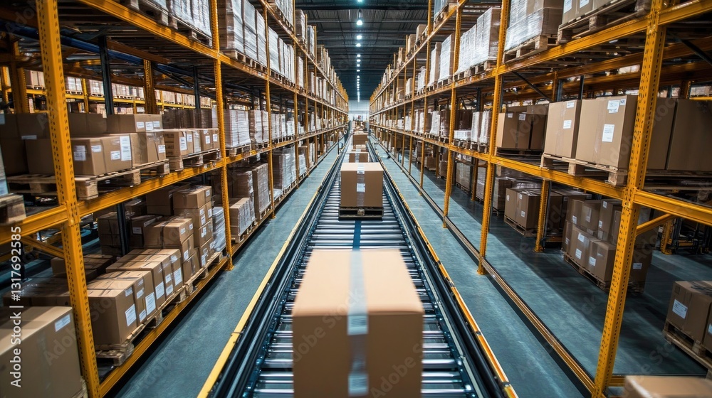 Fototapeta premium Automated Warehouse, Efficient Logistics and Inventory Management