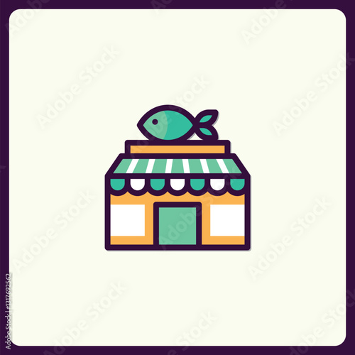 Delightful fish market icon, perfect for seafood restaurant branding, advertising
