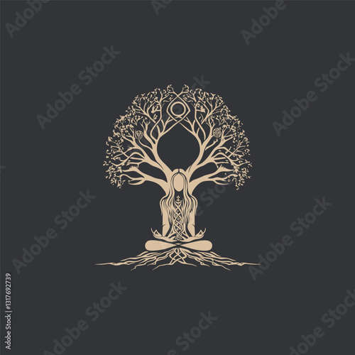 Wood nymph design vector template illustration