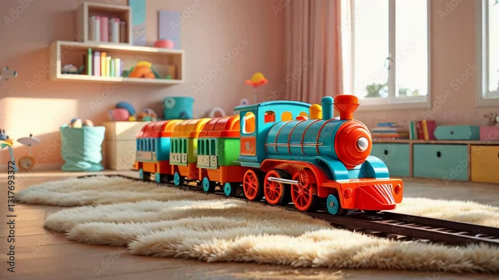 toy car train in the children's room

