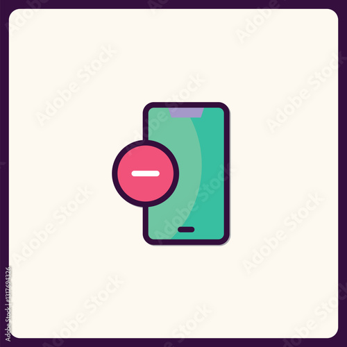 Streamlined interface design showcasing mobile phone with deletion action icon