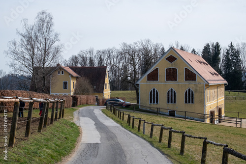Außenhof Wilhelm des Lipizzanergestüts Piber . Köflach . Steiermark . Österreich . Estate . Gutshof