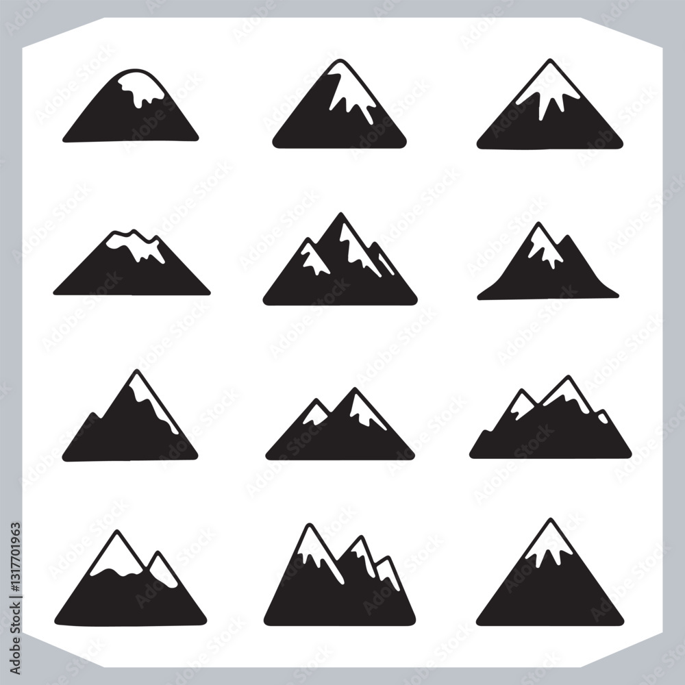 Mountain Silhouette Collection Stunning Hand Drawn Vector Art
