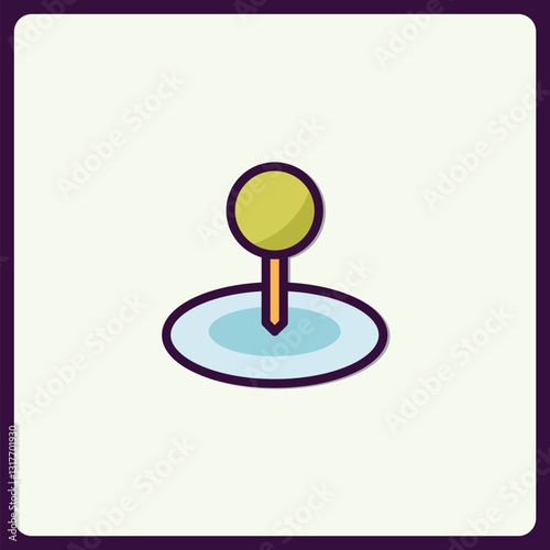 Conceptual graphic of golf ball on tee over a green miniature course