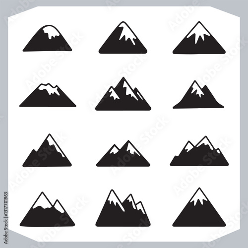 Mountain Silhouette Collection Stunning Hand Drawn Vector Art