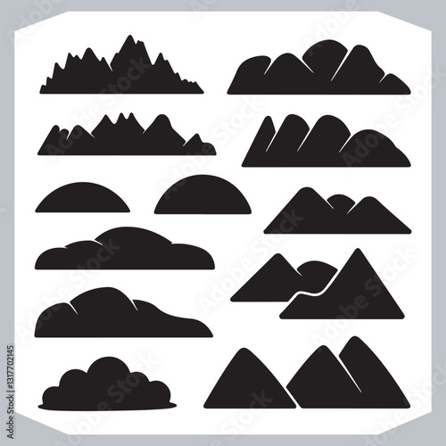 Obraz na płótnie Mountain Silhouette Collection Stunning Hand Drawn Vector Art w salonie