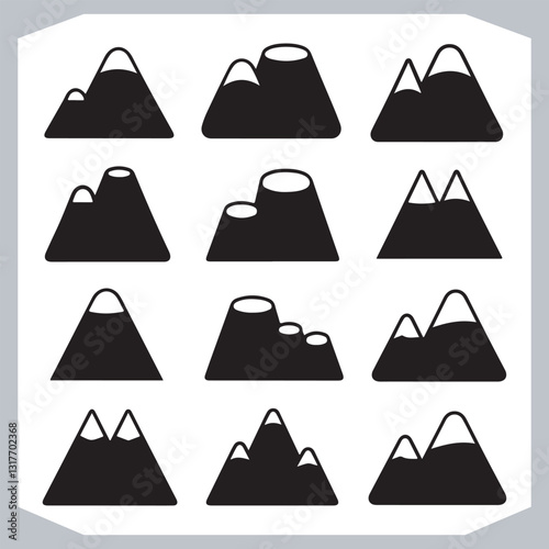 Obraz na płótnie Mountain Silhouette Collection Stunning Hand Drawn Vector Art w salonie