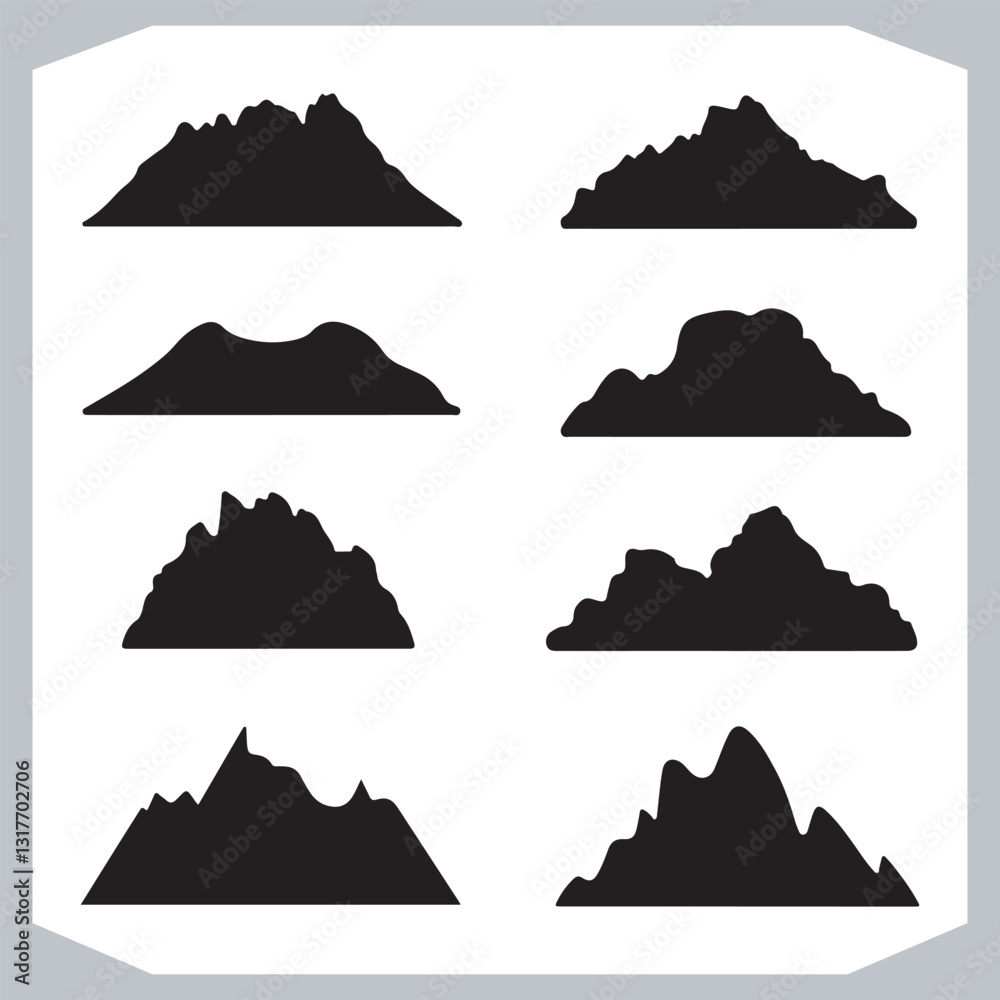Mountain Silhouette Collection Stunning Hand Drawn Vector Art