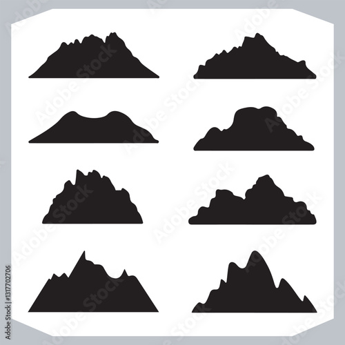 Obraz na płótnie Mountain Silhouette Collection Stunning Hand Drawn Vector Art w salonie