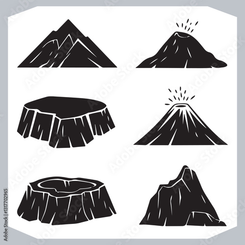 Obraz na płótnie Mountain Silhouette Collection Stunning Hand Drawn Vector Art w salonie