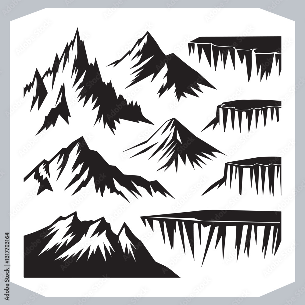 Mountain Silhouette Collection Stunning Hand Drawn Vector Art