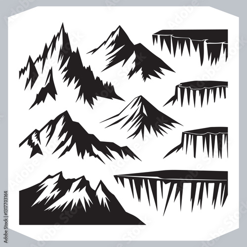 Obraz na płótnie Mountain Silhouette Collection Stunning Hand Drawn Vector Art w salonie