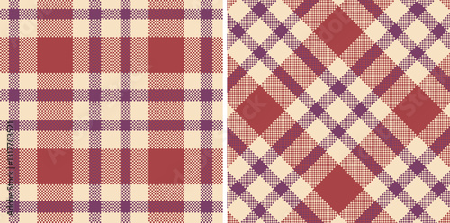Iridescent Light Peach and Vivid Bruise Seamless Madras Plaid Textile Design