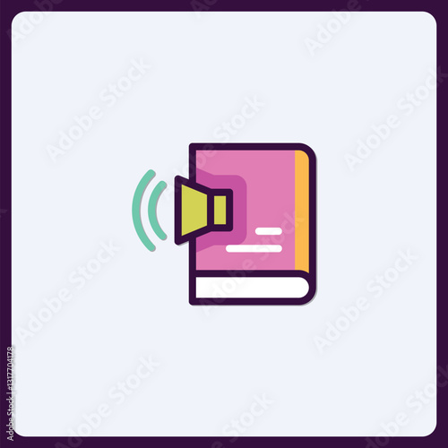 Captivating Audio Book Icon Displaying Speaker and Book Symbolizing Learning