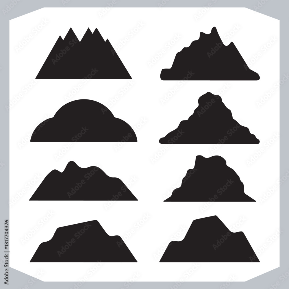 Hand Drawn Mountain Silhouettes Perfect for Logos and Branding