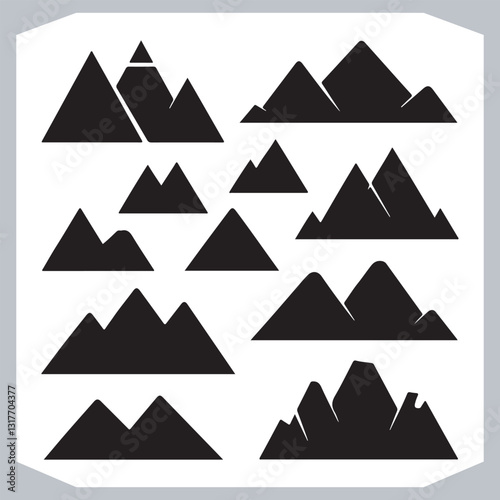 Obraz na płótnie Hand Drawn Mountain Silhouettes Perfect for Logos and Branding w salonie