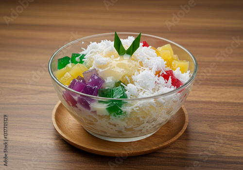 Delicious Indonesian Dessert: Colorful Rainbow Kolak photo