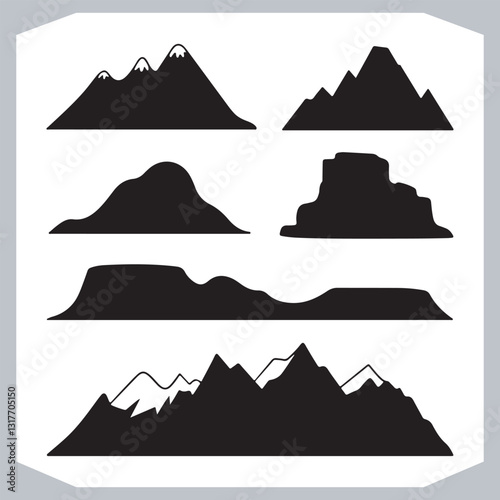 Obraz na płótnie Hand Drawn Mountain Silhouettes Perfect for Logos and Branding w salonie