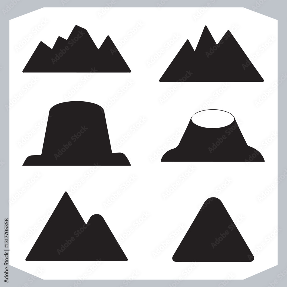 Hand Drawn Mountain Silhouettes Perfect for Logos and Branding