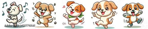 cute dog vector set dancing