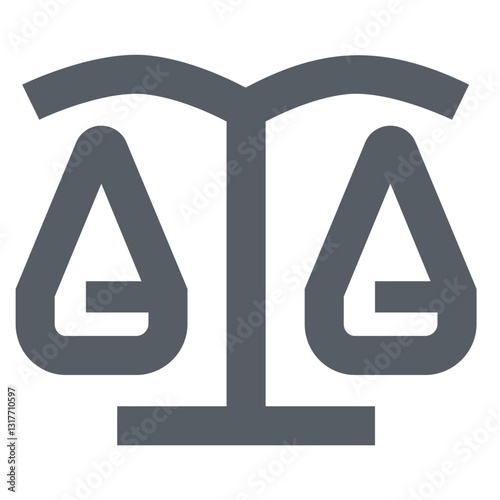 Balanced Scales Of Justice Symbolize Fairness And Equality In A Grayscale Design With Simple Lines And A Solid Base