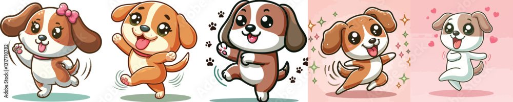 Fototapeta premium cute dog vector set dancing