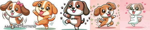 cute dog vector set dancing