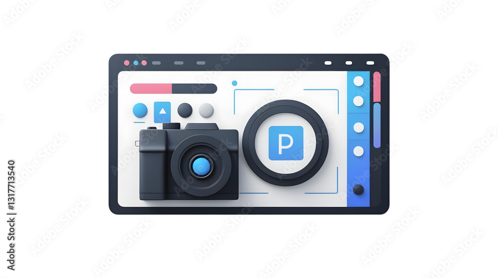 Photography Interface Design with Camera and Settings on a Digital Screen Photography Interface Design with Camera and Settings on a Digital Screen